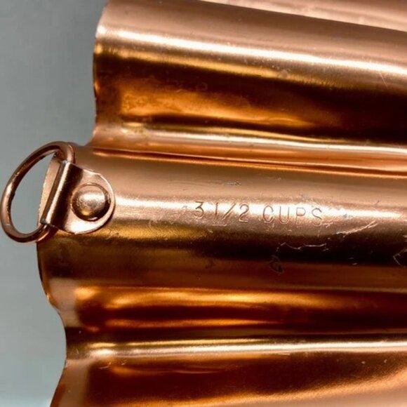 Vintage Copper Cake Jello Mold Round Fluted 3 1/2 Cups 6.75" x 3" Baking Pan EUC - Picture 9 of 9